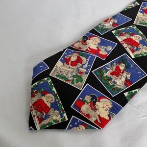 Carrot & Gibbs Necktie Santa Claus Stamp Silk Vtg Holiday Christmas Office Party